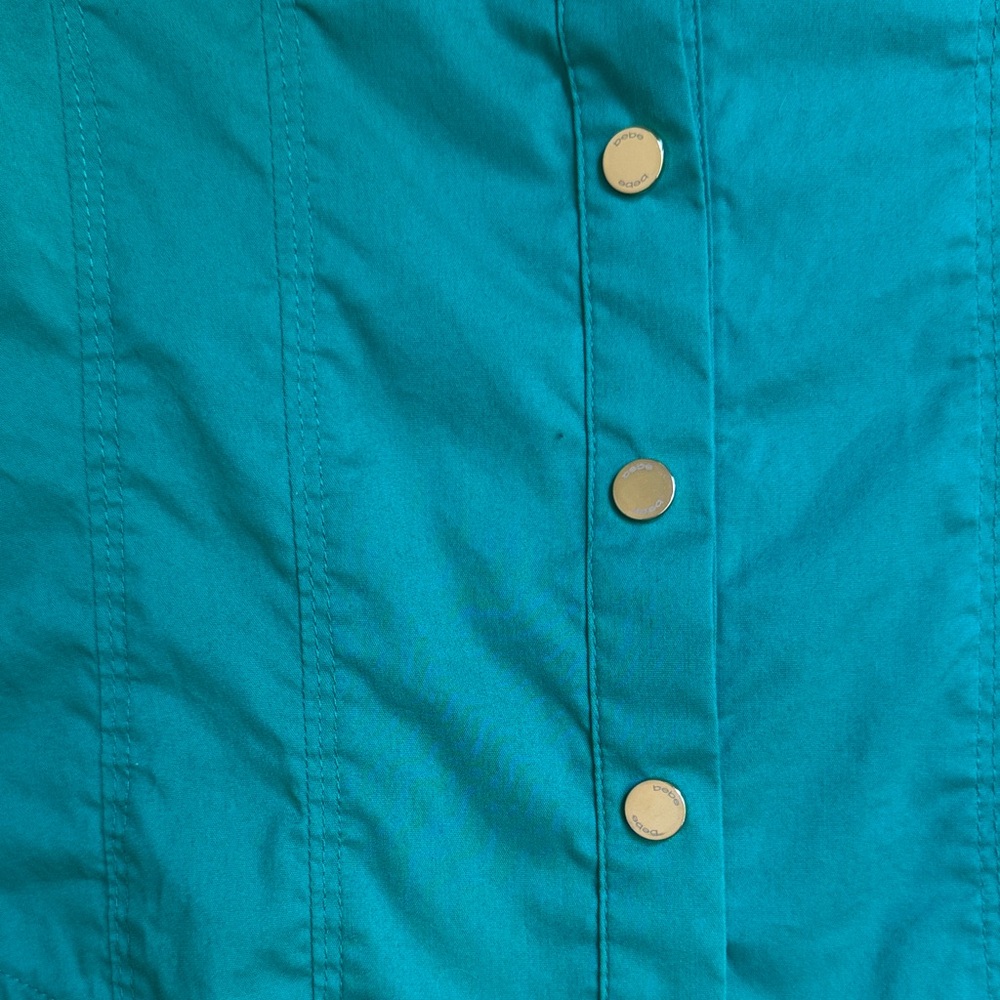 bebe Emerald Green Button-Down Blouse - image 3